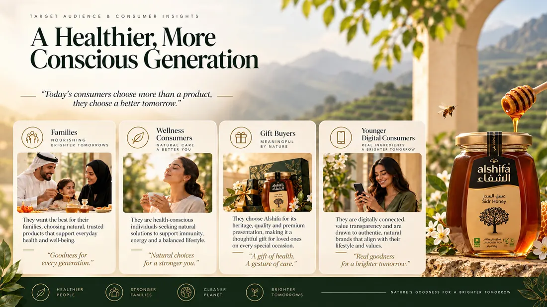 A Healthier, More Conscious Generation: four audience segments — families, wellness consumers, gift buyers and younger digital consumers.