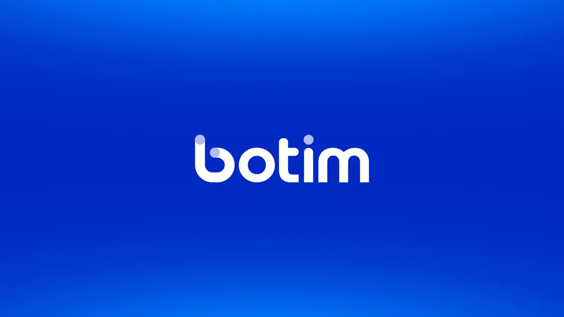 Cover board: the botim wordmark in white on the brand's blue gradient.