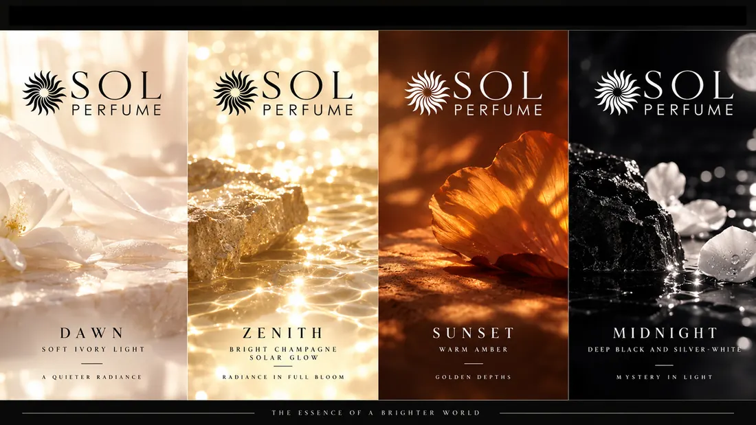 The four-part campaign set: Dawn, Zenith, Sunset and Midnight, each as a full-height panel.